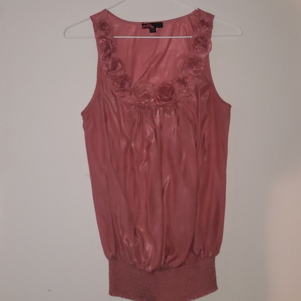 FOREVER 21 Womens Petite  Size Small Petites Shinny Rose Color top